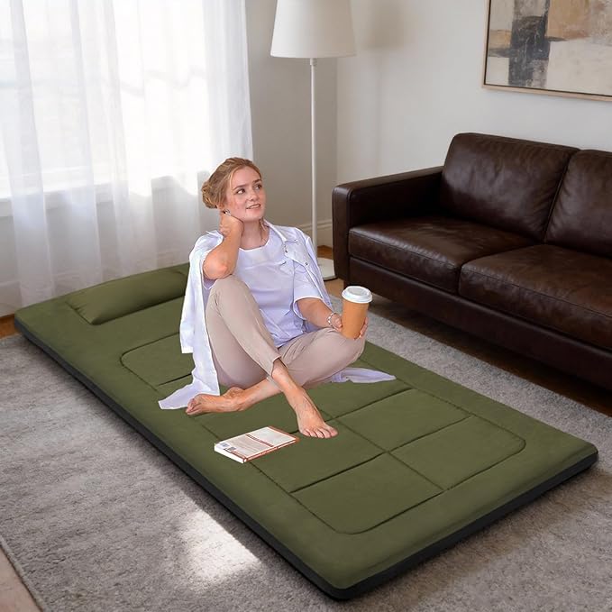 Floor Mattress 80 x 36 Inches XXL Portable Foam Sleeping Pad Comfortable Non-Slip Foldable Camping Mattress Lightweight Easy to Storage for Home Outdoor Tent Guest Bed Living Room