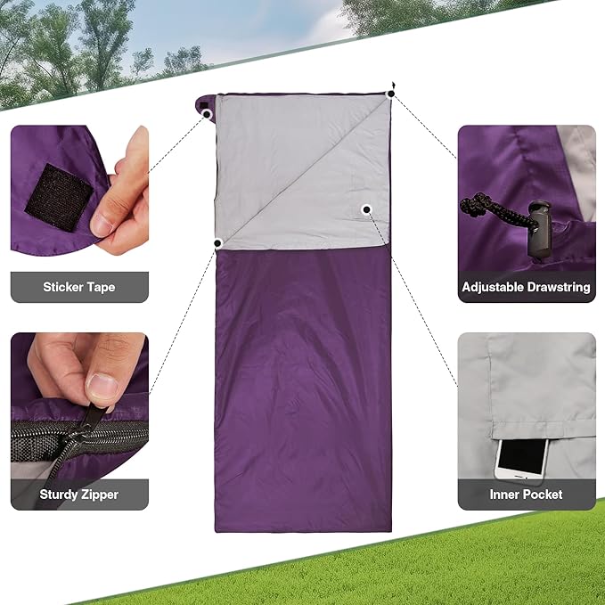 REDCAMP Ultra Lightweight Sleeping Bag for Backpacking Hiking Comfort for Adults Warm Weather with Compression Sack