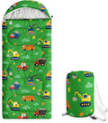 Wake In Cloud - Construction Car Kids Sleeping Bag for Boys Toddlers Camping in Warm Cold Weather Backpacking Lightweight Compact Outdoor Liner for 3 Seasons Summer Spring Fall