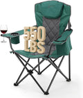 ARROWHEAD OUTDOOR Portable Deluxe Folding Camp Quad Chair w/Headrest Glass &amp Cup Holders Armest 6-can Cooler Heavy Duty Carry Bag 550 lbs Weight Capacity