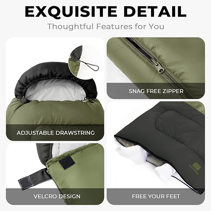 Ultralight Warm Weather Sleeping Bag - Portable Waterproof Compact Lightweight Comfort with Compression Sack - Great for Outdoor Camping Backpacking &amp Hiking