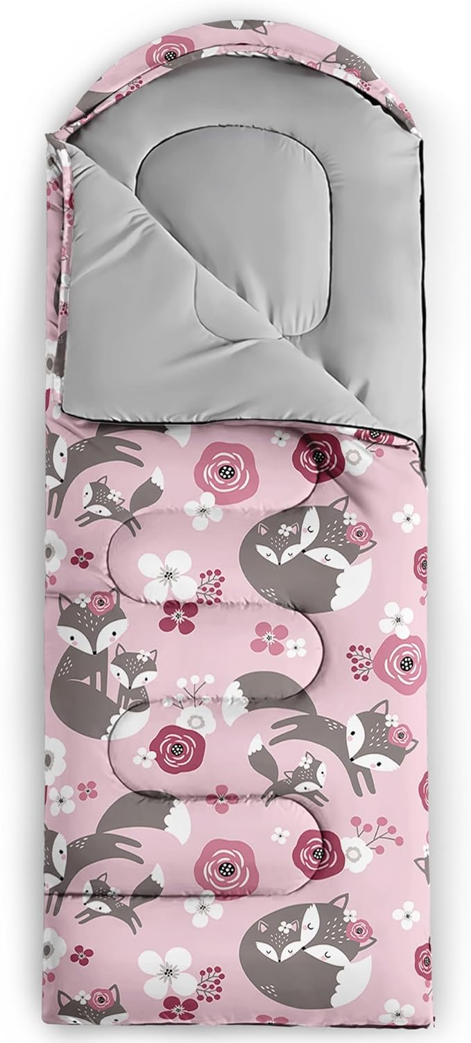 AILONEN Cute Frog Green Camping Sleeping BagLightweight &amp Waterproof3 Season Warm &amp Cool WeatherTravel Portable Compression with Compact Carrying Bag for Kids Girls Adults