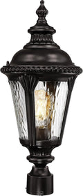 Emliviar 22.4 Inch Modern Exterior Post Lantern with Water Ripple Glass Oil Rubbed Bronze Lamp Post Outdoor Lighting E26 Base 60W Max XE265P-M ORB-SW