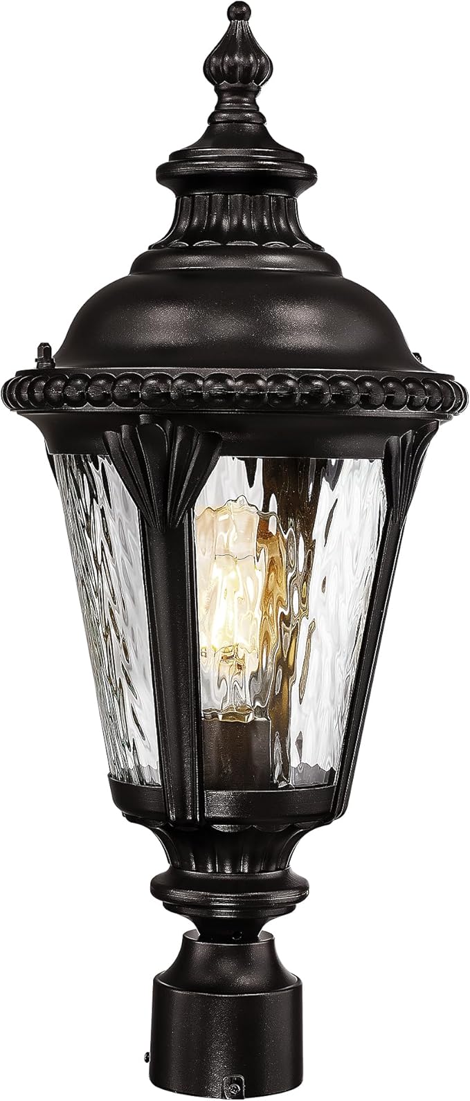 Emliviar 22.4 Inch Modern Exterior Post Lantern with Water Ripple Glass Oil Rubbed Bronze Lamp Post Outdoor Lighting E26 Base 60W Max XE265P-M ORB-SW