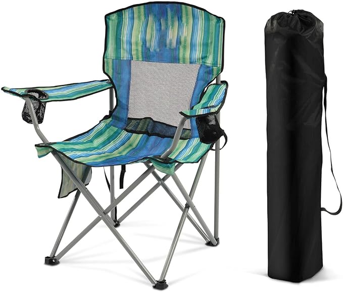 Simple Deluxe Outdoor Foldable Camping Chair with 300lbs Capacity and Sturdy Material Foldable Camping Chair with Cup Holder and Carrying Bag Suitable for Camping Parks and Fishing Multi-Color