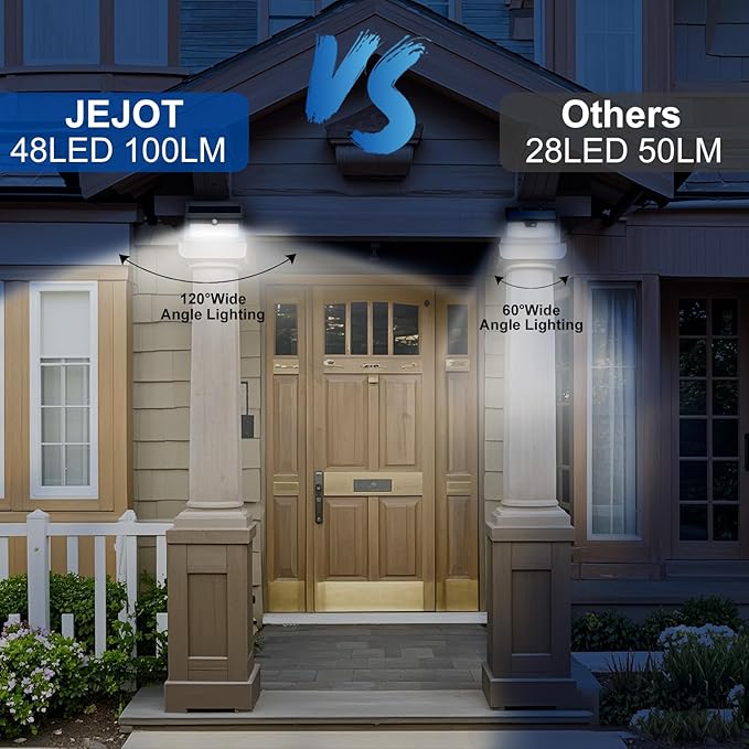 6 Pack Solar Motion Lights Outdoor Waterproof 270° Wide Angle3 Modes Solar Wall Lights Anti Glare Solar Powered Flood Lights for Fence Garage Garden Patio Yard