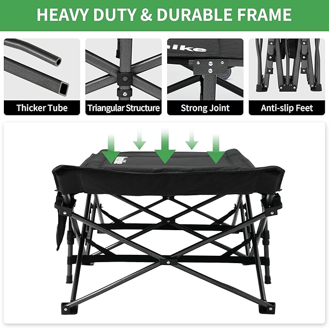 Naturehike Folding Camping Cot for Adults GoWild Portable Sleeping Cot with Carry Bag Outdoor Comfortable Camping Bed for Camping Beach Home Nap Indoor Sleeping Bed (Black)