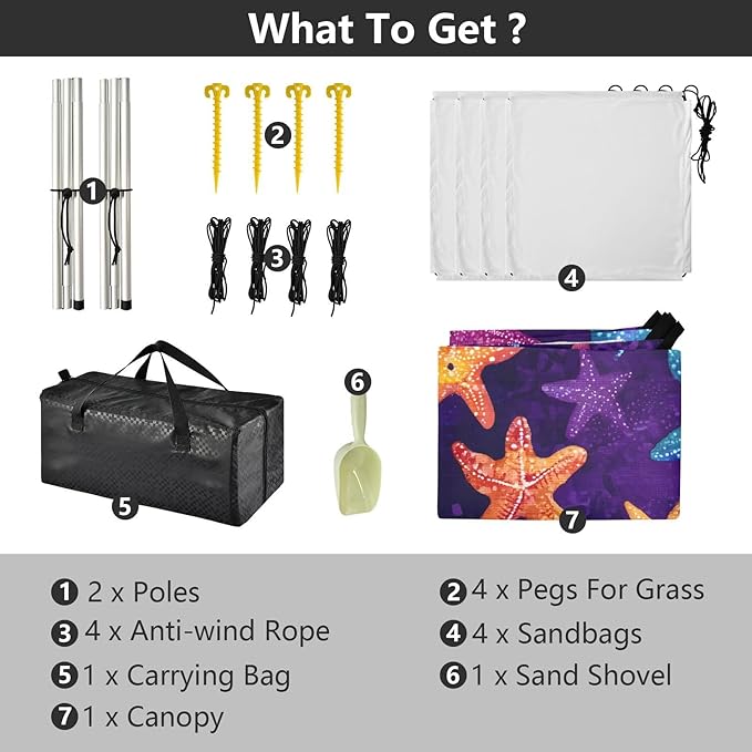 Beach Tent Sun Shelter Dancing Starfish Lightweight &amp Easy Setup Beach Shade Canopy for Camping Fishing