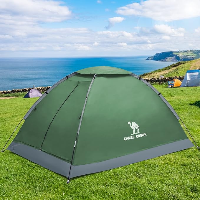 CAMEL CROWN 2/3/4 Person Camping Tent with Removable Rain Fly Easy Setup Outdoor Tents Water Resistant Lightweight Portable for Family Backpacking Camping Hiking Traveling