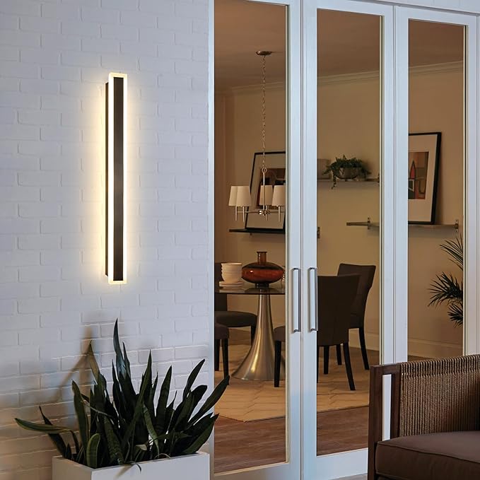 Porch Lights Outdoor 31.5 inch Outdoor Sconces Wall Lighting 3000K LED Modern IP65 Waterproof Linear Exterior Wall Light for Garage Porch Patio