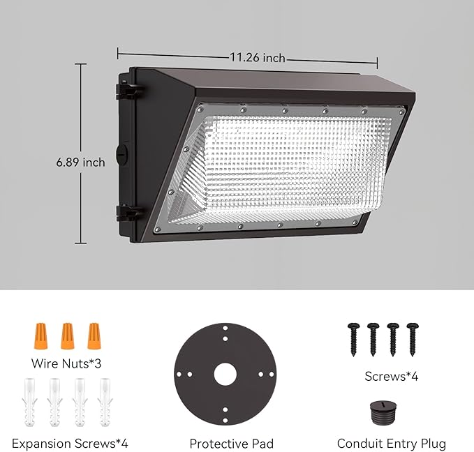 1 Pack 160W LED Wall Pack Light with Dusk to Dawn Photocell 25600LM 6000K Daylight IP65 Waterproof Wall Pack Lights Outdoor LED [Eqv. 1200W HPS/HID] for Parking Lot Warehouse Yard AC120-277V