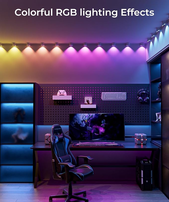 Smart RGBW+IC String Downlights 20ft with 30 LED String Lights 111 Scene Modes Music Sync Color Changing Indoor Wall Light Fixture for Party Christmas Birthday APP/Voice/Remote Control