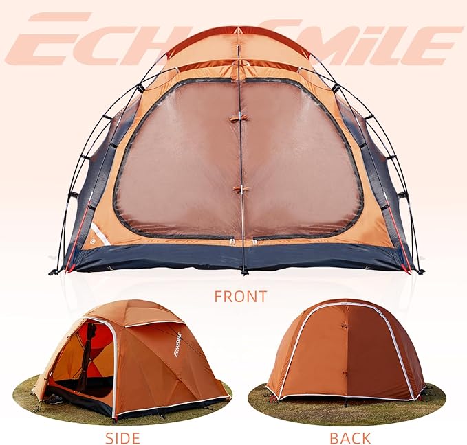 EchoSmile Tents for Camping Waterproof Windproof Tent with Multi-Pole 3-5 Person Spacious Dome Tent with Expandable Space for Shoes Packs &amp Wet Items Easy Setup Tent for Camping &amp Hiking