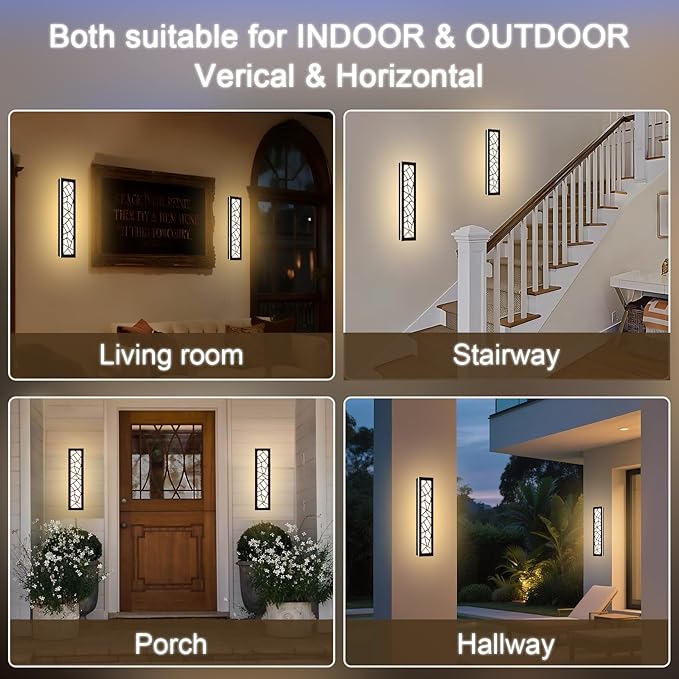 2 Pack Modern Outdoor Led Wall Light16 inch Outdoor Wall Linear LightsDimmable Outside Long Lighting FixtureExterior Long Linear Light for PorchPatioGarageEnterway