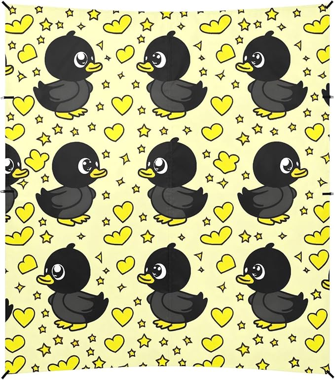 Duck Black Cartoon So Cute Camping Sun Shelter Beach Tent Portable Beach Sun Shade Outdoor Canopy for Camping Trips Fishing Picnic