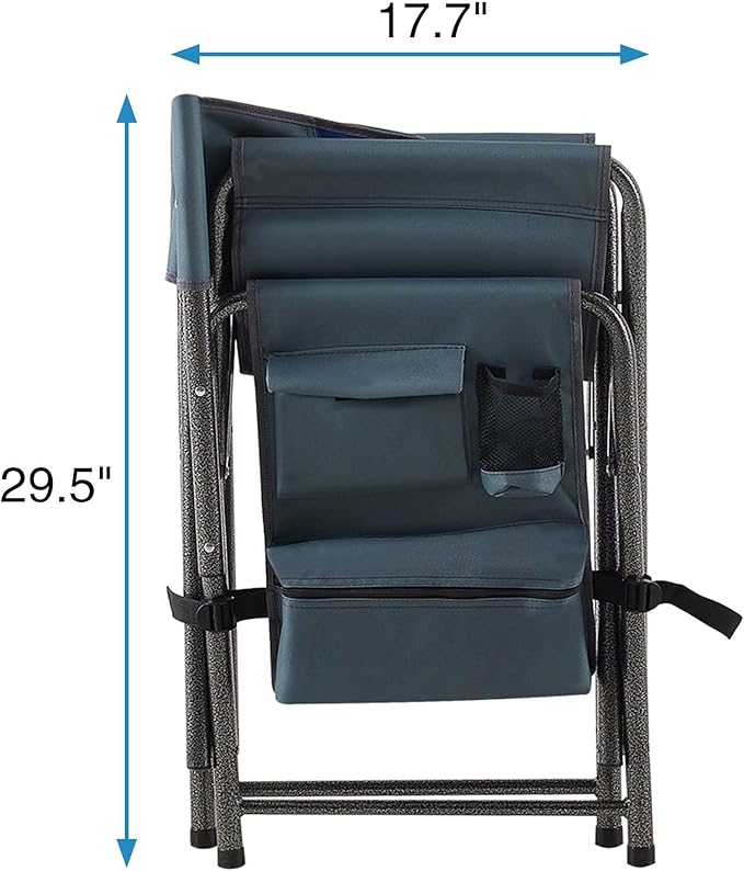 Folding Camping Chair with Storage Pockets Directors Chairs Foldable for Adults Camping Chair &amp Picnic Chairs for Outdoor Beach Fishing Heavy Duty Supports 400 LBS (Blue 2)