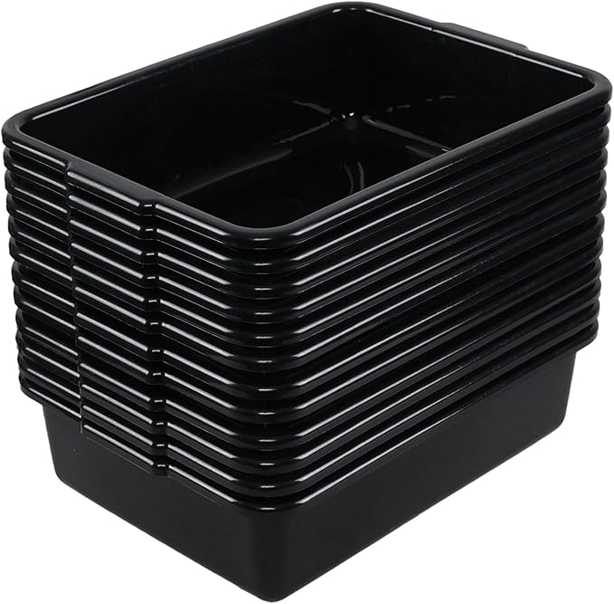 12-pack 13 L Restaurant Dish Tub Basin Plastic Bus Bin Tote Boxes Black
