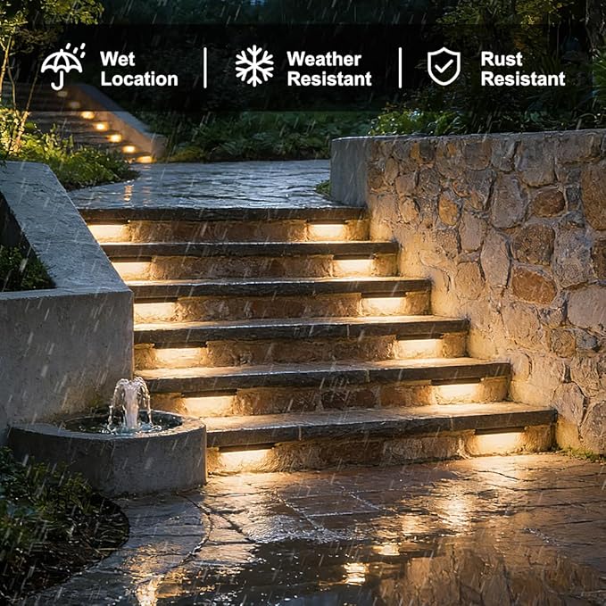 kadision 7” LED Retaining Wall Light 12V Low Voltage Hardscape Lighting 4.5W 300lm 2700K/3000K/4000K/5000K/6500K Adjustable Paver Light Outdoor Landscape Step Lights 4-Pack