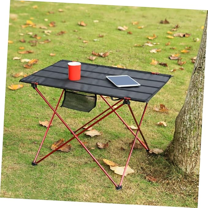 Portable Folding Camping Table and Compact Picnic Table Lightweight Aluminum Alloy Medium Red for Travel Beach Hiking and Car Camping