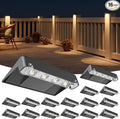 NIORSUN Solar Deck Lights Outdoor 16 Pack IP65 Waterproof Large Size LED Stair Lights with Lenses Auto ON Off Warm White Step Lights for Outside Deck Patio Fence Yard Pathway and Railing Decor