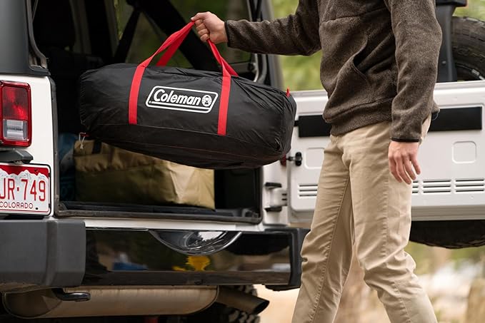 Coleman Carlsbad Dark Room Tent with Screened Porch 4/6 Person Tent Blocks 90% of Sunlight to Keep Inside Cool Weatherproof Shelter with Easy Setup Made of PFAS-Free Materials
