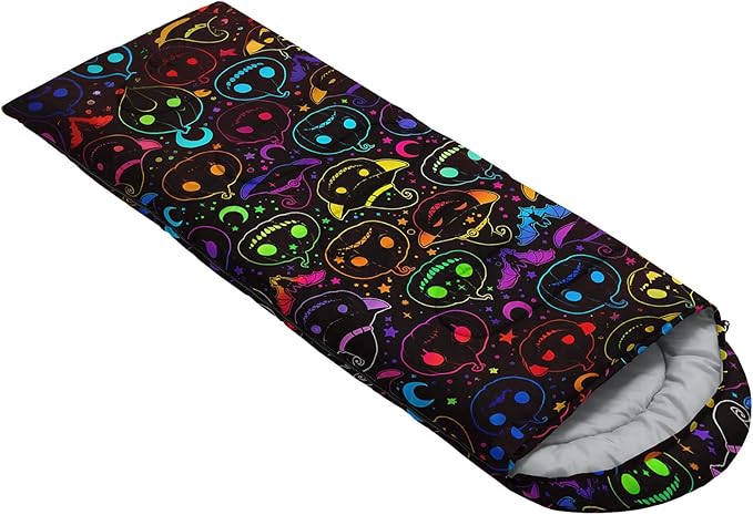 HOSIMA Kids Cute Dog Sleeping BagDifferent Pet Dogs Pattern Cold Weather Gear for CampingAnimal Themed with Christmas Tree Print Waterproof Sleeping Bags for Outdoors Hiking.