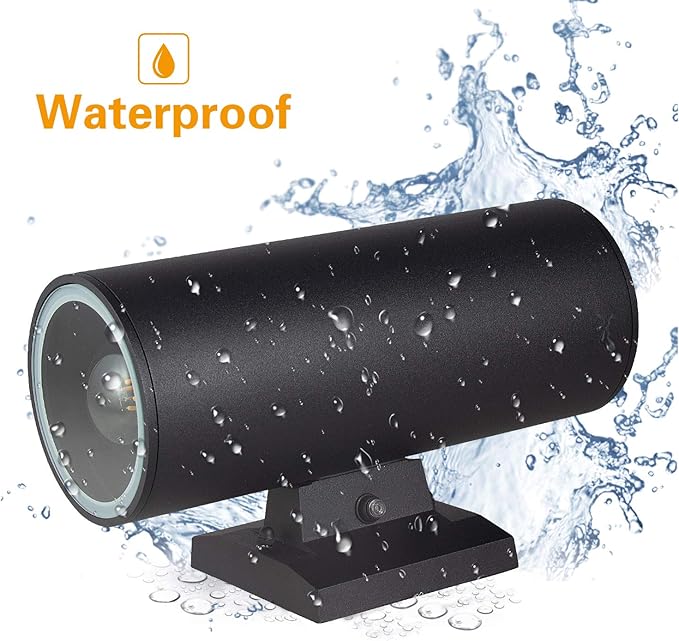 Outdoor Wall Light Exterior Lighting with Dusk to Dawn Sensor - 2 Light Bulbs Included Aluminum Waterproof Wall Mount Cylinder Design - Up Down Light Fixture for Porch Backyard and Patio