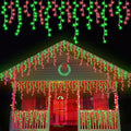 YEGUO 66ft 800 LED Red and Green Icicle Lights Outdoor Waterproof 160 Drops Icicle String Lights Connectable 8 Modes Icicle Christmas Lights with Memory Timer