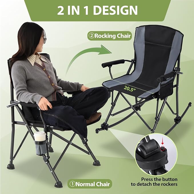 REDCAMP Oversized Folding Camping Chair for Adults Heavy Duty 250/300/330lb Sturdy Steel Frame Outdoor Camp Chairs Portable Lawn Chair with High Back and Cup Holder