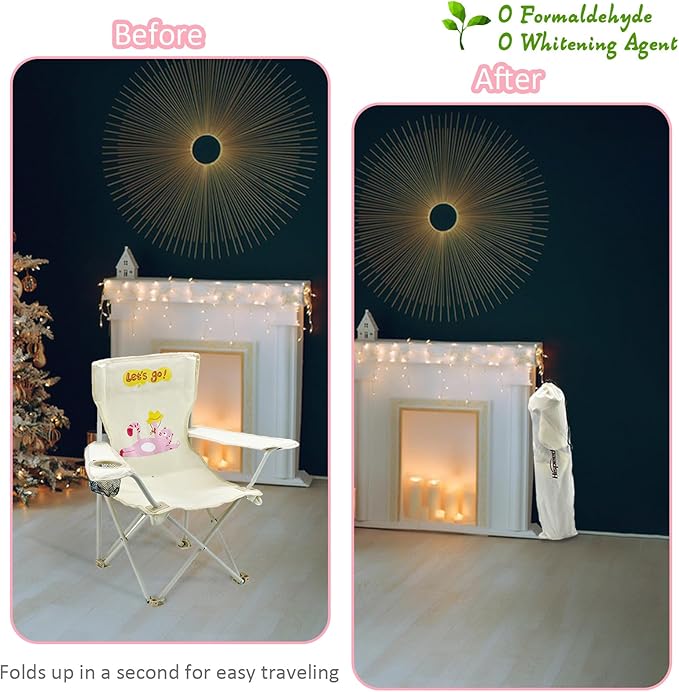 2 Pack Kids Camping Chair - Kids Beach Chair with Umbrella - Foldable Storage Cup Holder Durable wear-Resistant Non-Slip Lightweight Design for Beach Patio Outdoors Lawn (Pink+Blue)