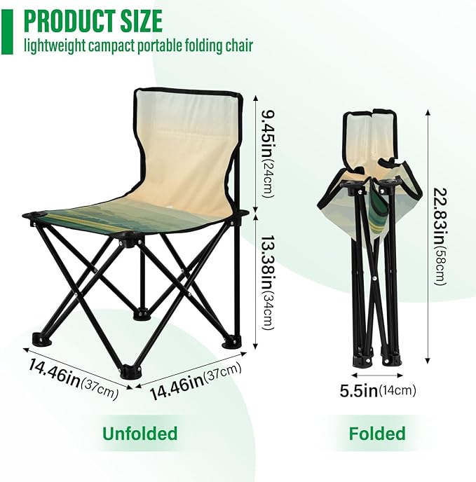 Field Portable Camping Chairs Folding Chair - Durable Oxford Fabric Lightweight Iron Frame Easy Fold Design - Ideal for Outdoor Activities Camping Fishing and Travel