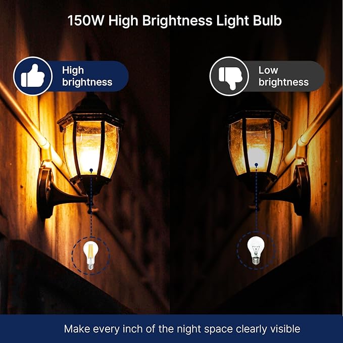 FLSNT 150W Equivalent Dimmable A23 LED Light Bulbs 2650Lumens Efficient 18W 3000K Warm White E26 Base 8 Pack