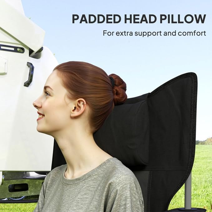 2 Pack Outdoor Portable Lawn Chairs Folding Camping Chairs with Cup Holder and Cushion for Outdoor Beach Sports Hiking Creamy White