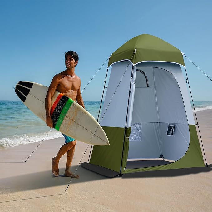Camping Shower Tent 7.9 FT Extra Tall Oversize Privacy Tent Portable Outdoor Bathroom Toilet Tent with Floor Easy Set Up Privacy Shelter for Dressing Hiking Fishing UPF50+