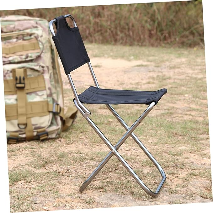 STOBAZA 100kg Portable Aluminum Alloy Folding Chair Backrest Outdoor Beach Camping Chair Lightweight Stool for Home Travel Fishing Black