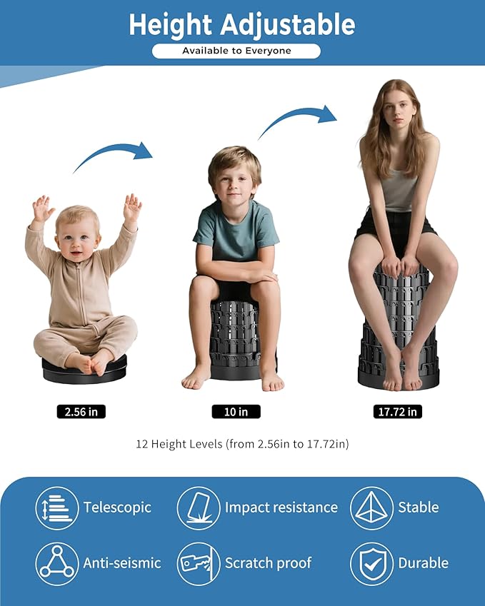 2PCS Upgraded Collapsible Stool with Removable Cushion &amp Waterproof Carry Bag - Portable Folding Stool for Adults Camping Fishing Hiking - Lightweight Yet Sturdy Max 400lbs