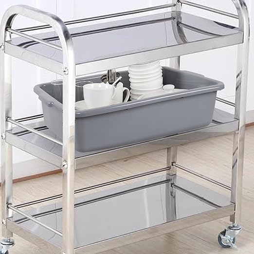 23 L 4 Packs Plastic Bus Tubs Commercial Bus Boxes Tote Gray