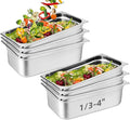 6 Pack 1/3 Size Steam Table Pan Set4 Deep Hotel Pans Anti Jam Stainless Steel Food Pan for RestaurantsCateringHotel BuffetHomeParty