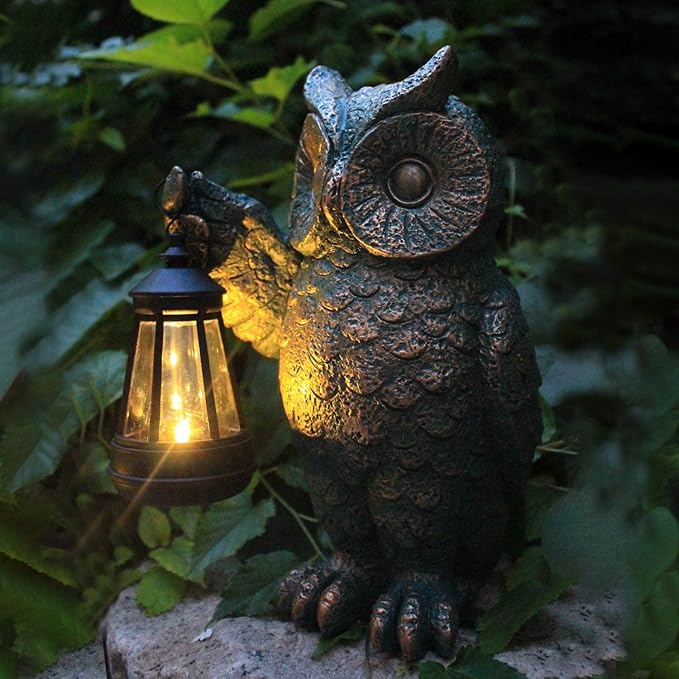 Garden Statues Outdoor owl Figurines Decorated with Solar Lights Unique Christmas Birthday Gifts for Moms Grandmas Women Wives Sisters
