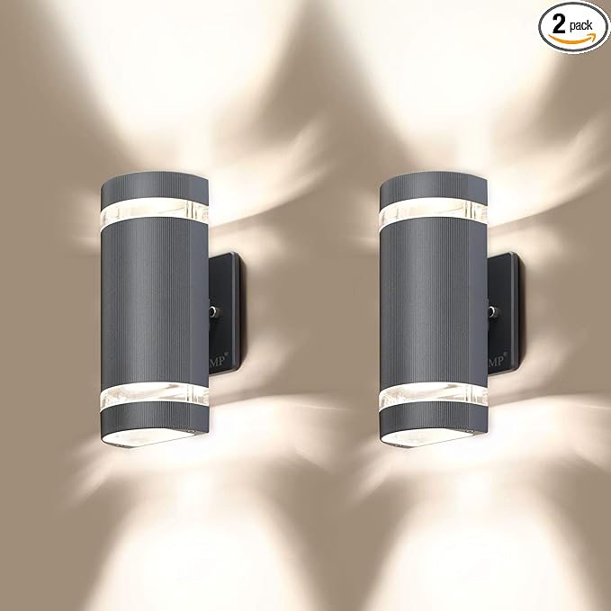 LED 2 Pack Semi Cylinder Up and Down Lights Outdoor Wall LightBody in Aluminum Waterproof Outdoor Wall Lamps3000k 5W with Certificate ETL…