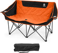 Elevon Camping Chair Oversized Loveseat Double 2 Person Outdoor Chair with Arms Cup Holder and Carry Bag Heavy-Duty Collapsible Chair for Outside Orange