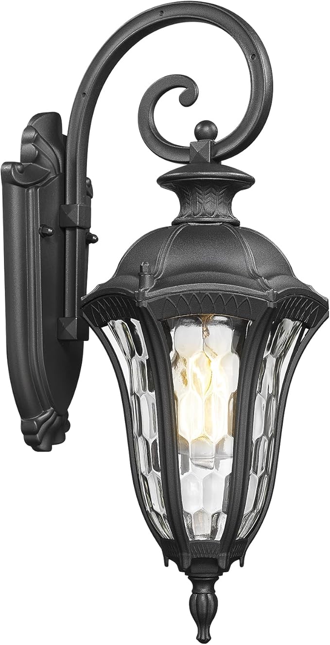 Outdoor Lights Fixtures Wall Mount Outdoor Sconce Lighting Anti-Rust Exterior Porch Light Waterproof Aluminum Outside Lamp with Water Ripple Glass for Home Garden Patio Garage