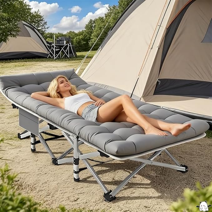 Camping Bed with a Load Capacity of 560-760lbs Foldable and Easy to Store Suitable for Teenagers Adults Travel courtyards terraces Camping. Optional Colors: Gray Black (Grey-Normal)