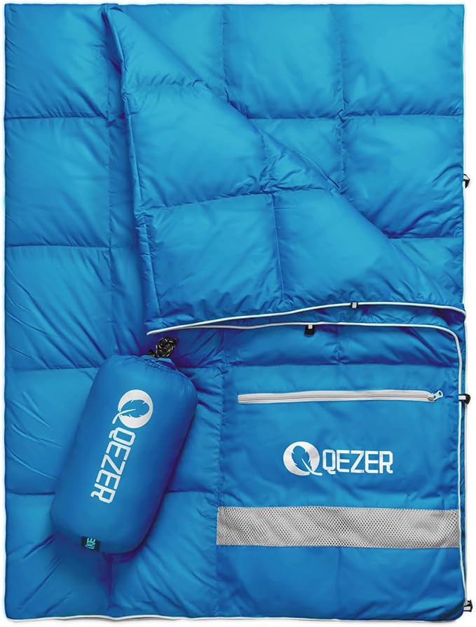 Down Camping Blanket Packable600+Fill PowerMulti-Purpose Warm Camping Quilt for Outdoor Camping Backpacking and Hiking 73x53 inches.