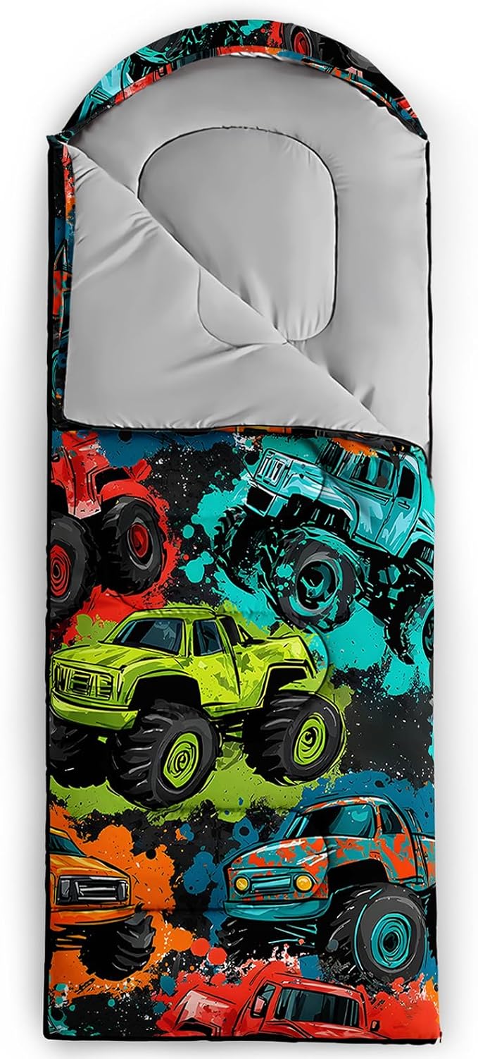 AILONEN Sports Basketball Sleeping Bag for Kids BoysWarm and Cool WeatherLightweightWaterproof Backpacking3D Galaxy Ball Print Sleeping Bag for Camping
