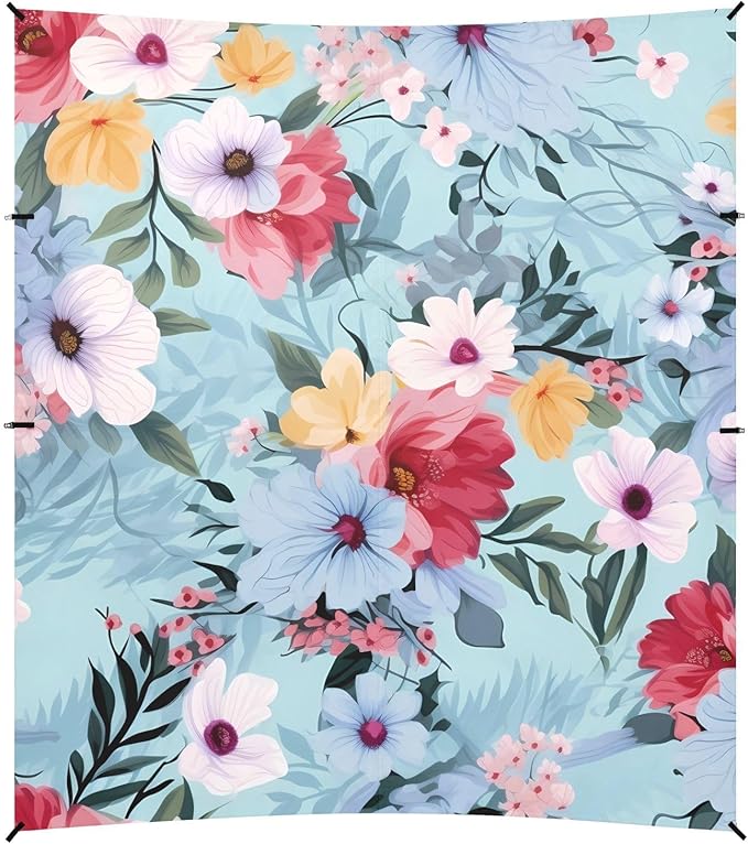 Flower FloralCamping Sun Shelters 9.2 x 10.5 FT Beach Canopy Tent Sun Shade with Carrying Bag for Camping Trips Fishing Backyard Fun or Picnics 21340012