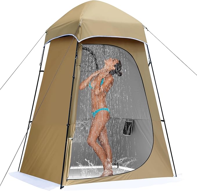 Camping Shower Tent 7.9 FT Extra Tall Oversize Privacy Tent Portable Outdoor Bathroom Toilet Tent with Floor Easy Set Up Privacy Shelter for Dressing Hiking Fishing UPF50+