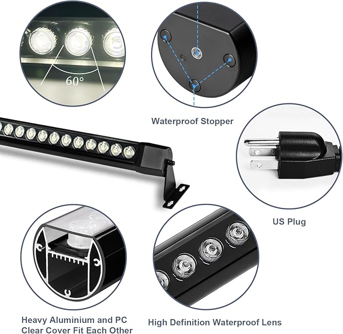 36W LED Wall Washer Light 2FT 4000K Neutral White Outdoor Wall Washer Light Bar 120V IP67 Waterproof LED Light Bar for Outdoor Plug in (2 Pack)