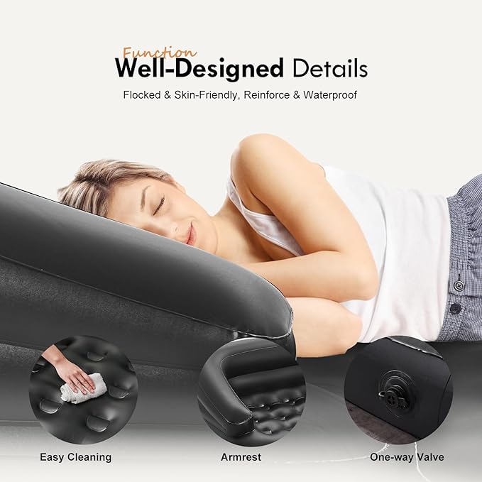 DIMAR GARDEN Inflatable Couch Blow Up MattressOutdoor Air Sofa Bed for Camping Full Size