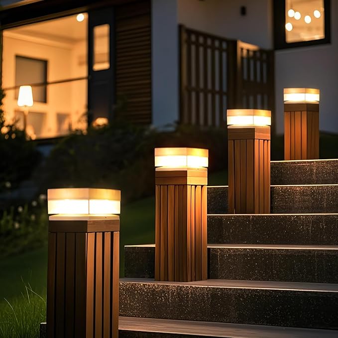 Solar Post Cap Lights50 Lumem Brightness2 Modes Warm White/Bright White Outdoor Fence Post Cap Light Garden Decor Lithium Battery Powered Lighting Fits for 4x4 5x5 Wooden Posts 4x4 5x5 Vinyl Posts